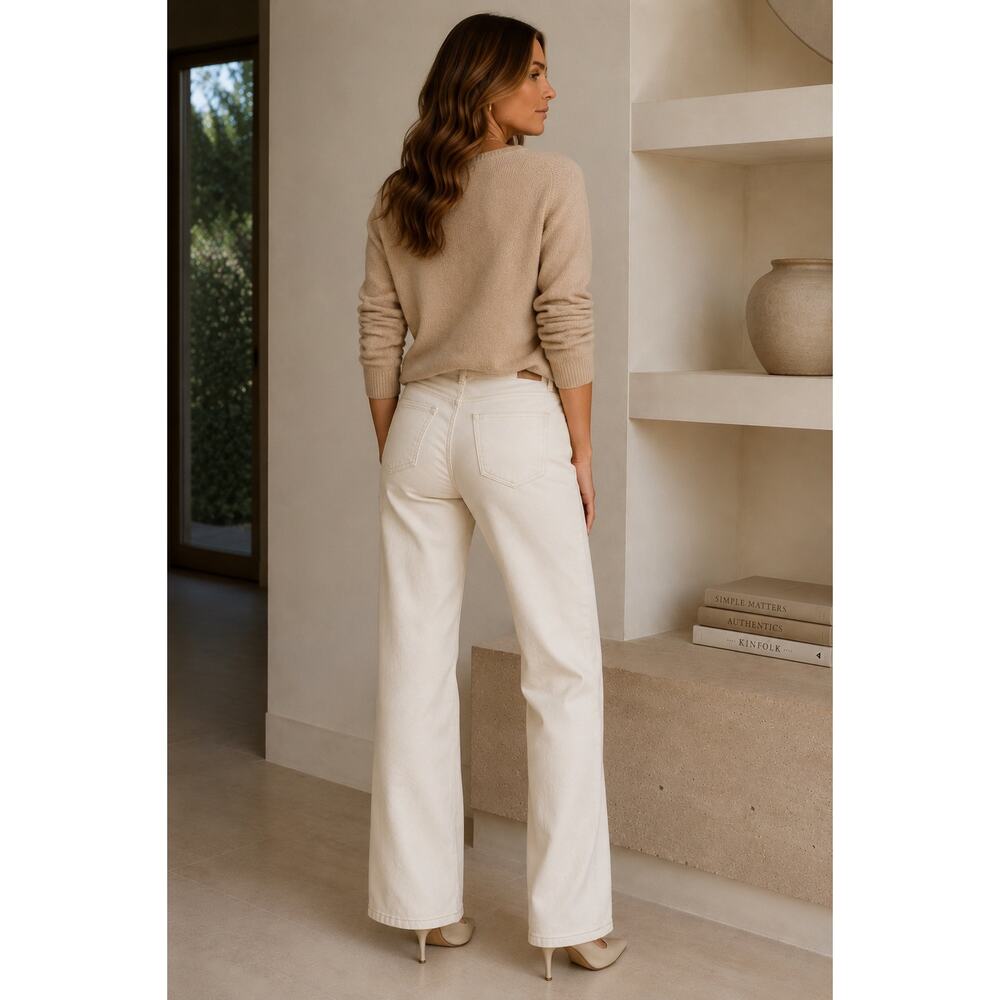 AYR The Frenchie Jeans 29 Ecru Cream Wide Straight Organic Cotton Made in USA - Picture 3 of 15